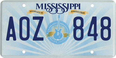 MS license plate AOZ848