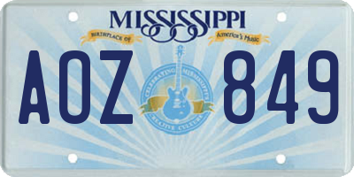 MS license plate AOZ849