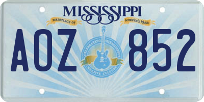 MS license plate AOZ852
