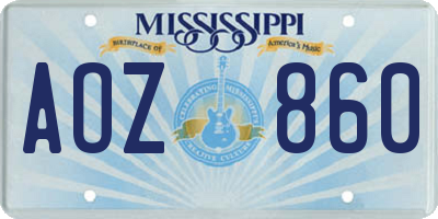 MS license plate AOZ860