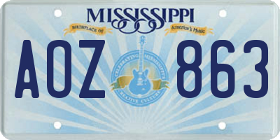 MS license plate AOZ863