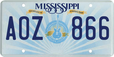MS license plate AOZ866