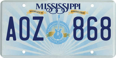MS license plate AOZ868