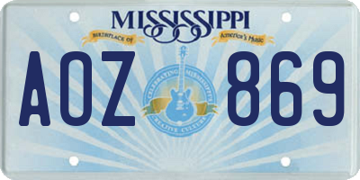 MS license plate AOZ869