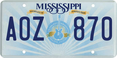 MS license plate AOZ870