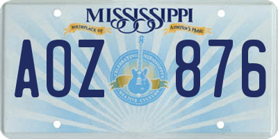 MS license plate AOZ876