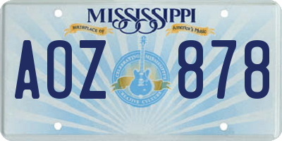 MS license plate AOZ878