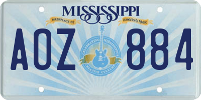 MS license plate AOZ884
