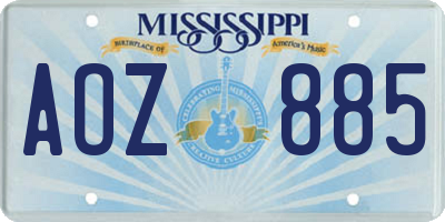 MS license plate AOZ885