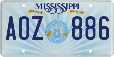 MS license plate AOZ886