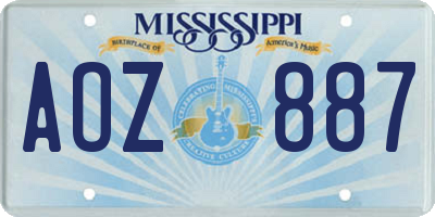 MS license plate AOZ887