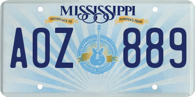 MS license plate AOZ889