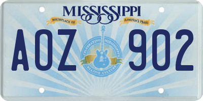 MS license plate AOZ902