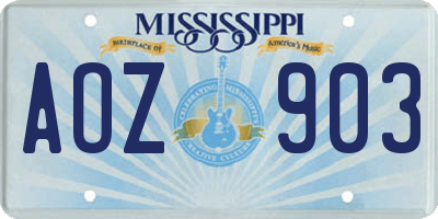 MS license plate AOZ903