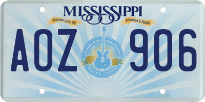 MS license plate AOZ906