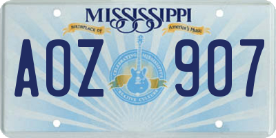 MS license plate AOZ907