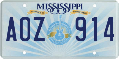 MS license plate AOZ914