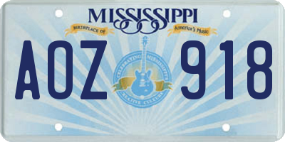 MS license plate AOZ918