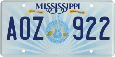 MS license plate AOZ922