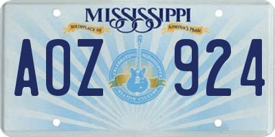 MS license plate AOZ924