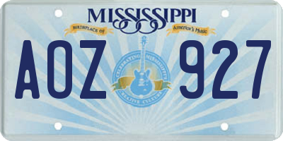 MS license plate AOZ927