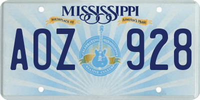 MS license plate AOZ928
