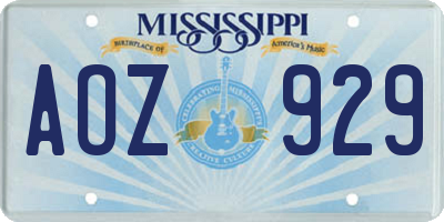 MS license plate AOZ929