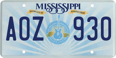 MS license plate AOZ930