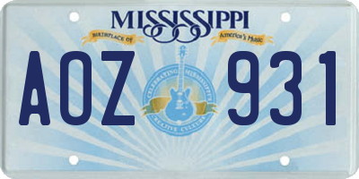 MS license plate AOZ931