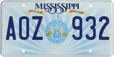 MS license plate AOZ932
