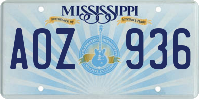 MS license plate AOZ936