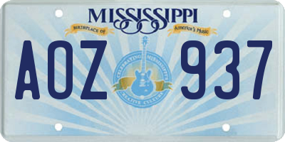 MS license plate AOZ937