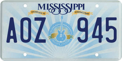 MS license plate AOZ945