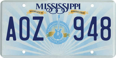 MS license plate AOZ948