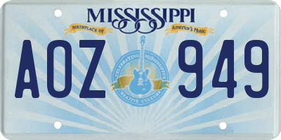 MS license plate AOZ949