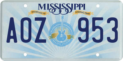 MS license plate AOZ953