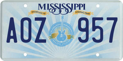 MS license plate AOZ957
