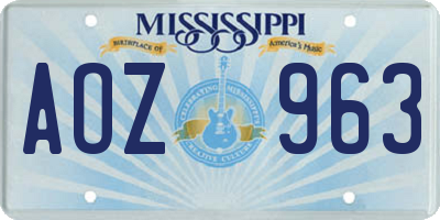MS license plate AOZ963