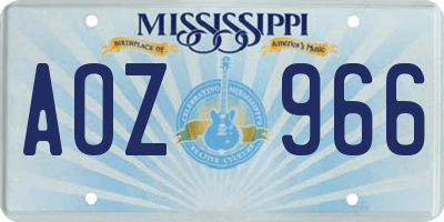 MS license plate AOZ966