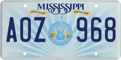 MS license plate AOZ968