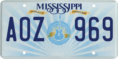 MS license plate AOZ969