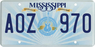 MS license plate AOZ970