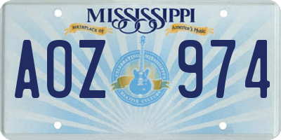 MS license plate AOZ974