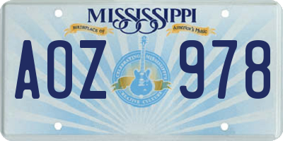 MS license plate AOZ978