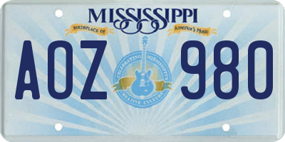 MS license plate AOZ980