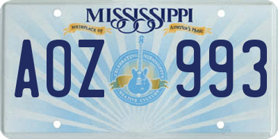 MS license plate AOZ993
