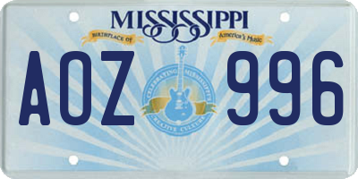MS license plate AOZ996