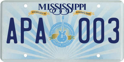 MS license plate APA003