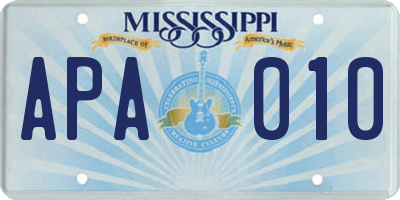 MS license plate APA010