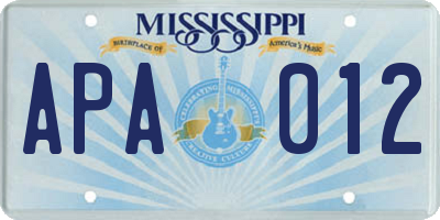 MS license plate APA012